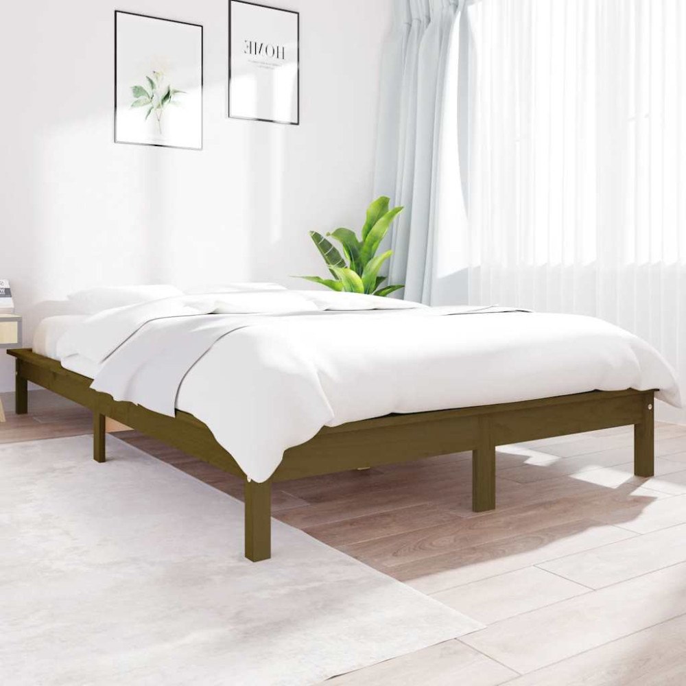 vidaXL Sängram honungsbrun 140x190 cm massiv furu