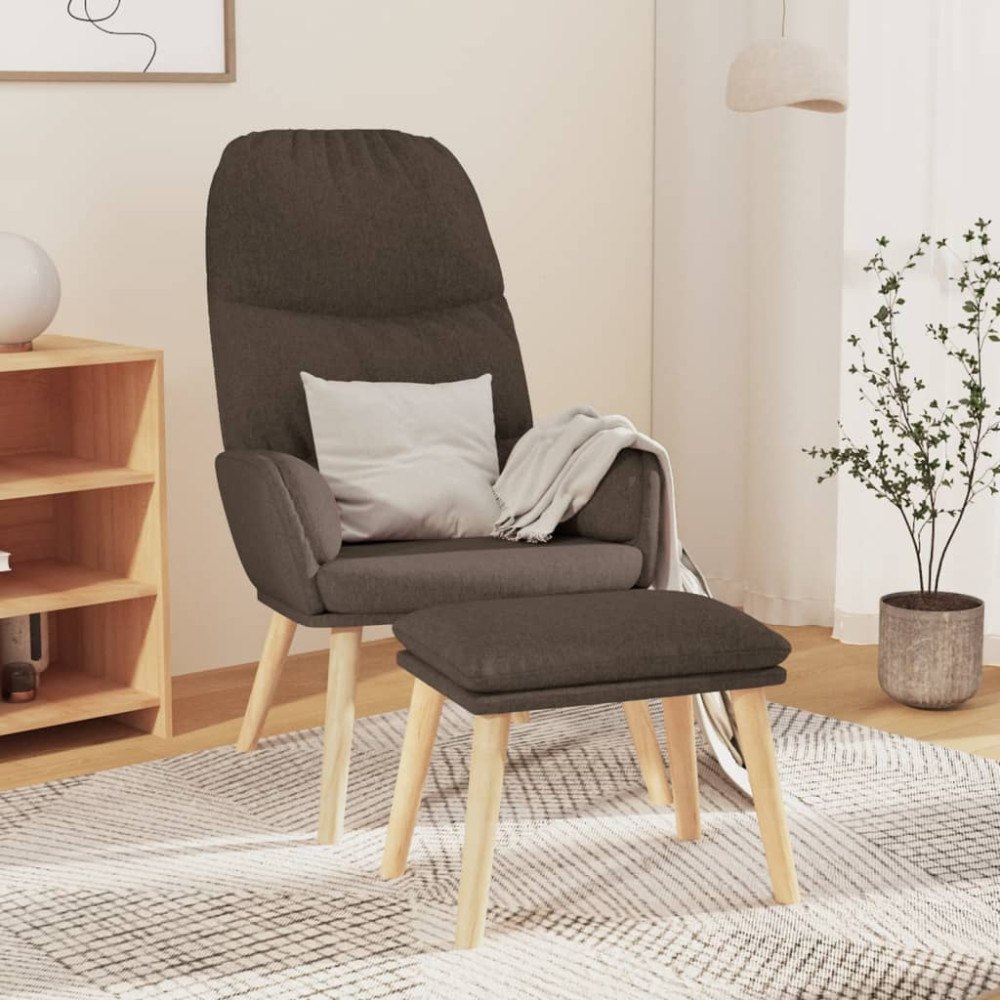 vidaXL Vilstol med fotpall taupe tyg
