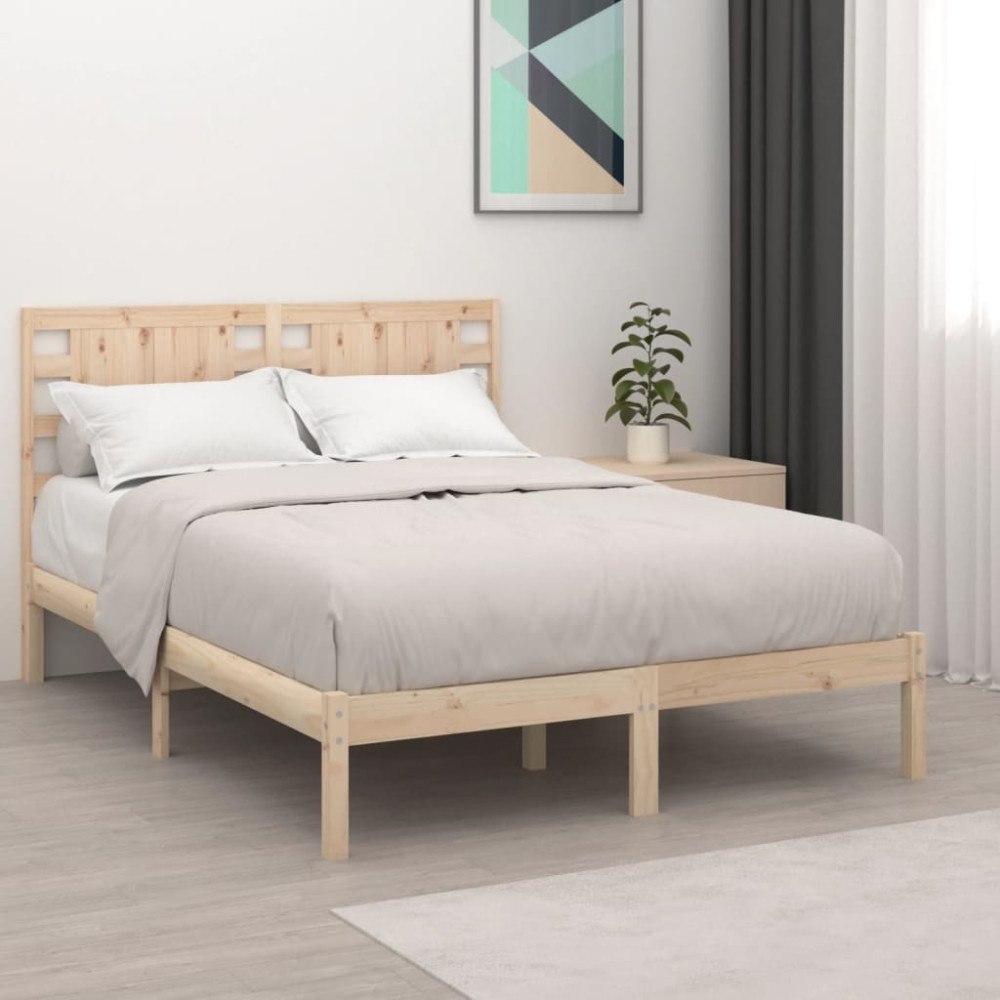 vidaXL Sängram massivt trä 135x190 cm
