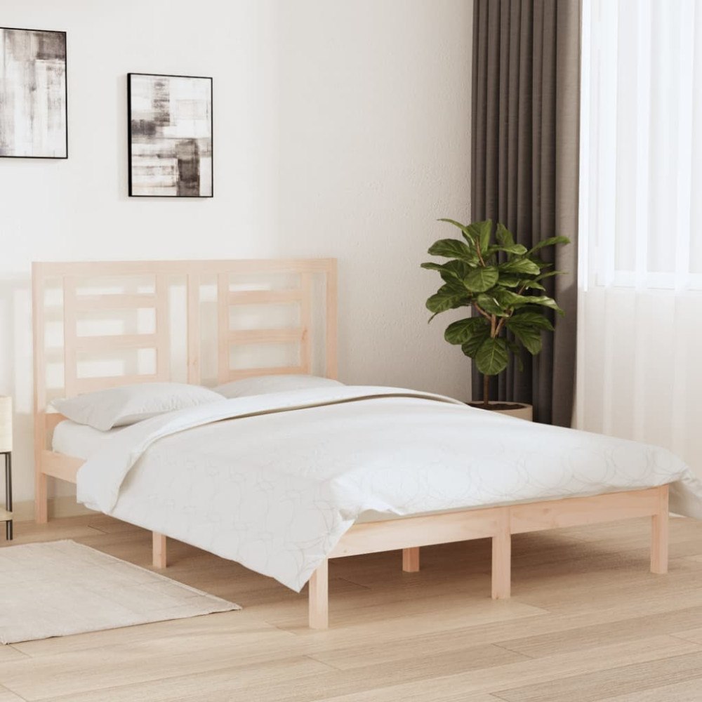 vidaXL Sängram utan madrass 140x200 cm massiv furu