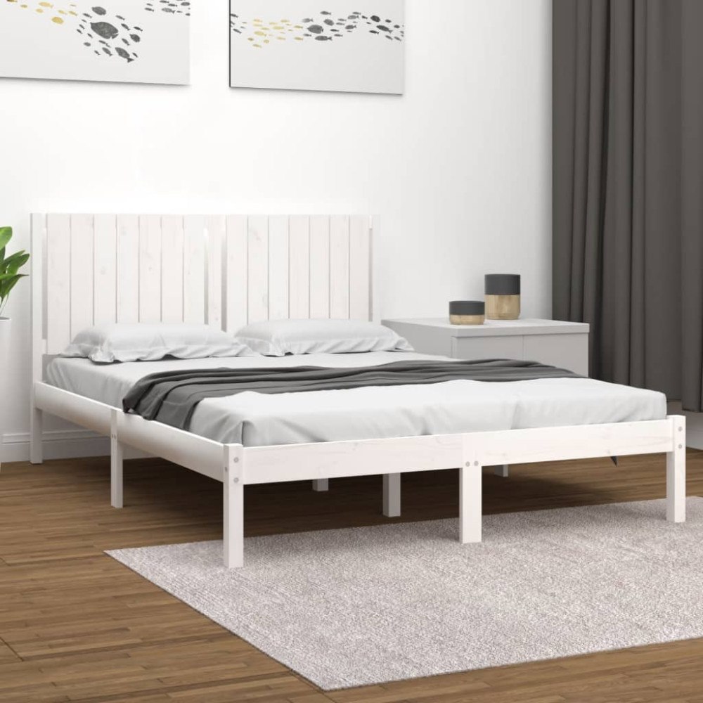 vidaXL Sängram utan madrass vit 160x200 cm massiv furu