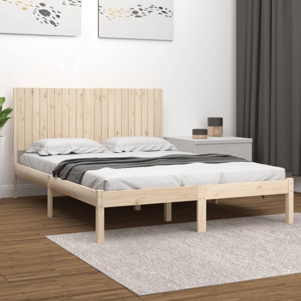 vidaXL Sängram utan madrass 200x200 cm massiv furu