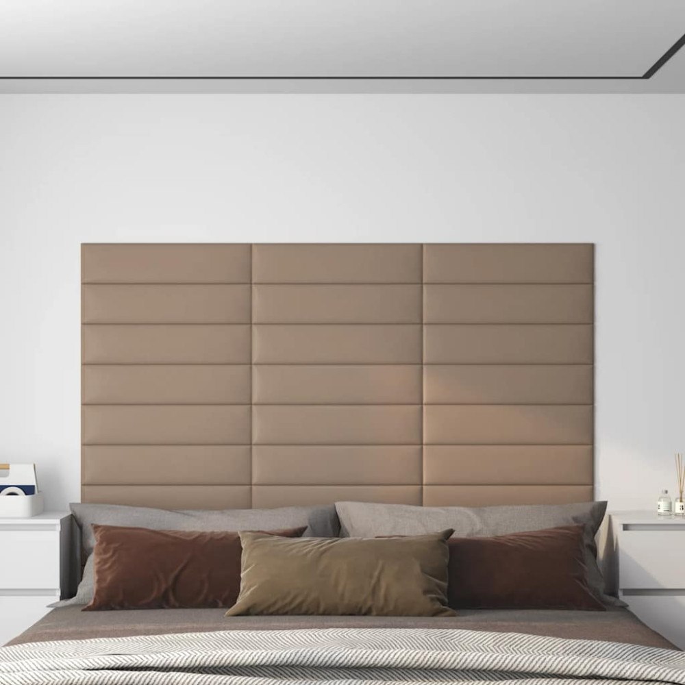 vidaXL Väggpaneler 12 st cappuccino 60x15 cm konstläder 1,08 m²