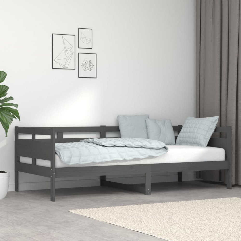 vidaXL Dagbädd grå massiv furu 90x200 cm