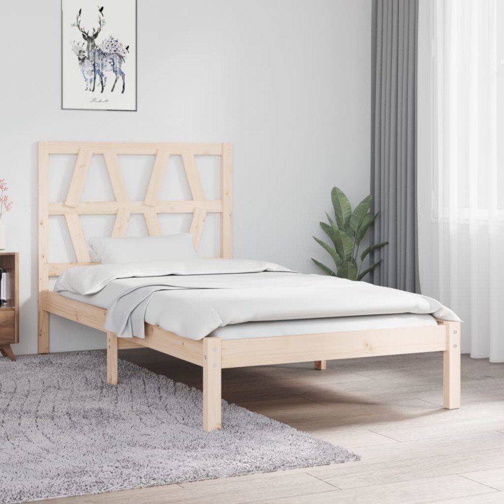 vidaXL Sängram massiv furu 90x190 cm