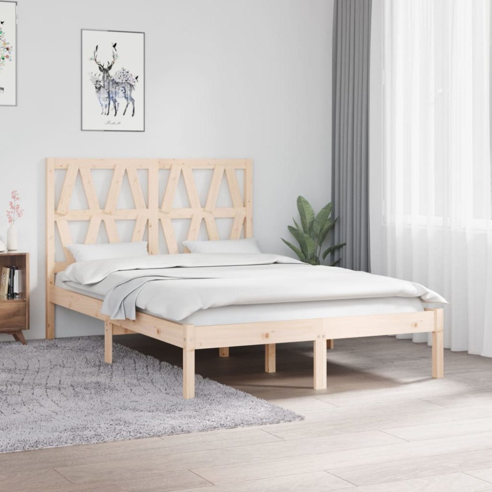 vidaXL Sängram massiv furu 120x190 cm