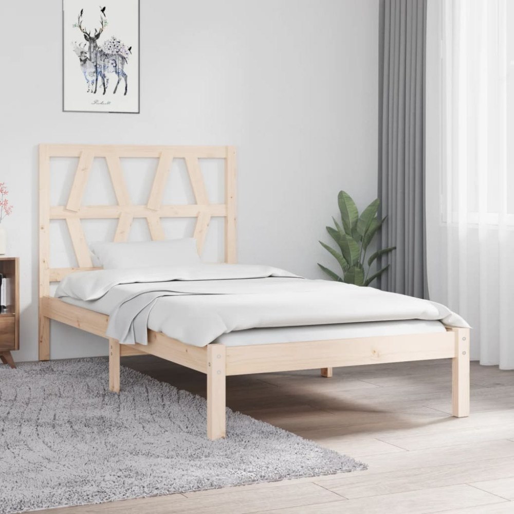vidaXL Sängram massiv furu 90x200 cm