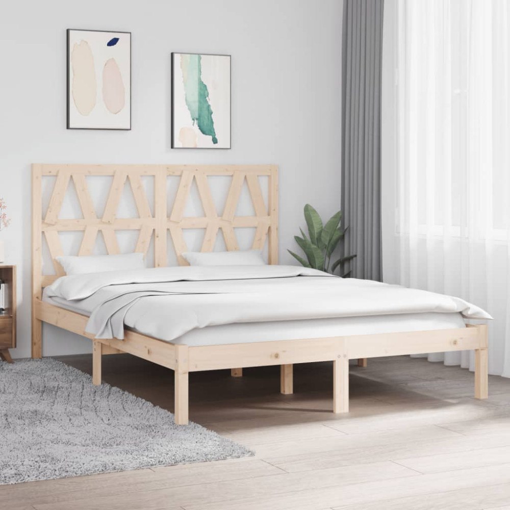 vidaXL Sängram massiv furu 140x200 cm
