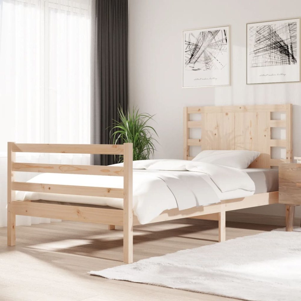 vidaXL Sängram utan madrass 90x200 cm massiv furu