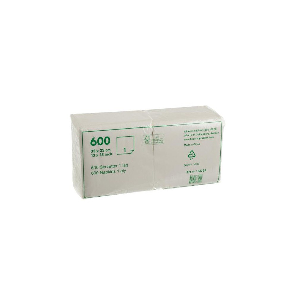 No Brand Servett 1-lags 33x33cm vit 600/fp