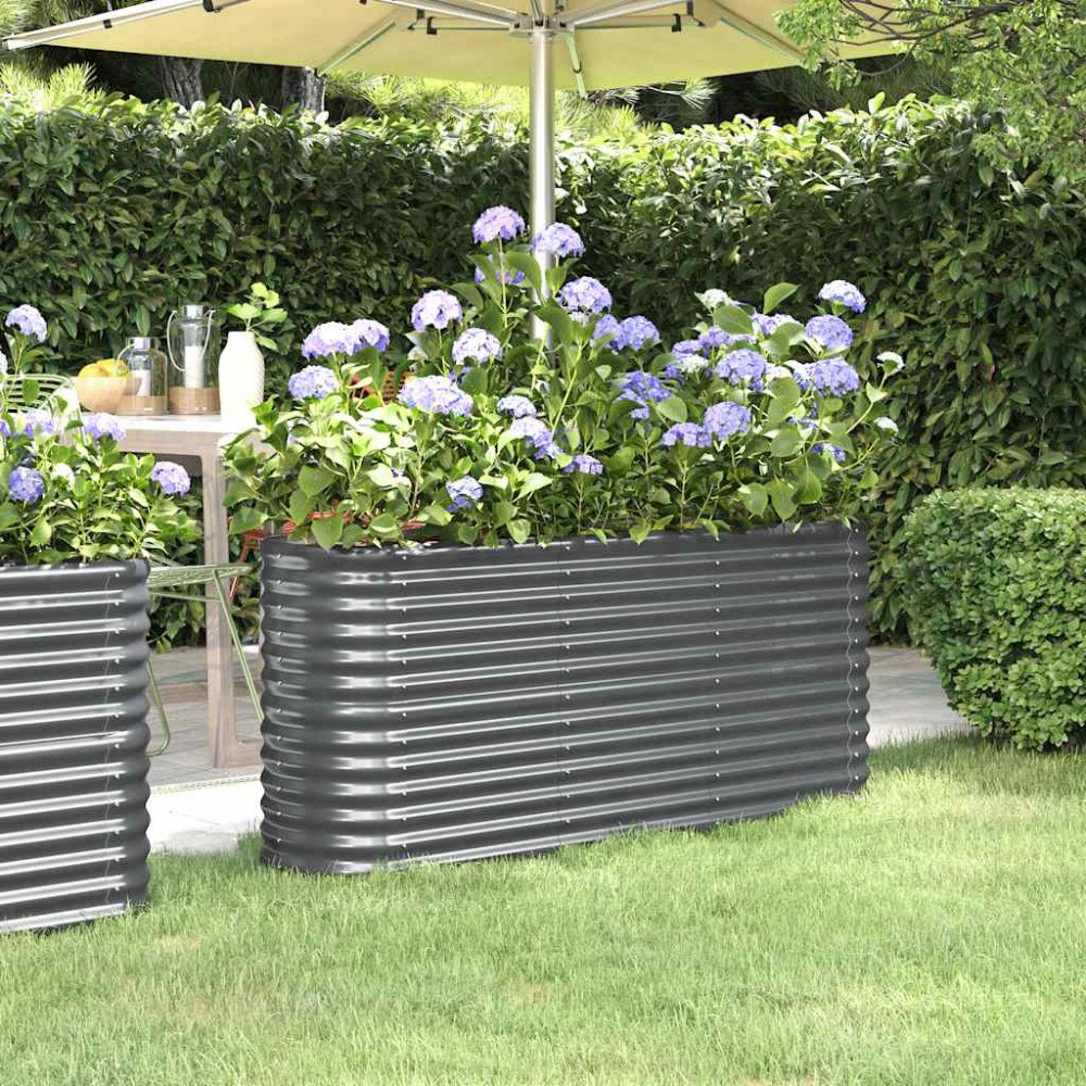 vidaXL Odlingslåda galvaniserat stål 152x40x68 cm antracit