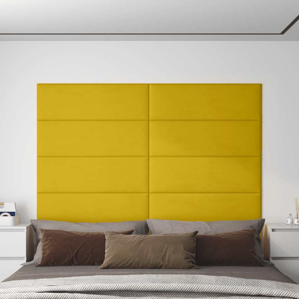 vidaXL Väggpaneler 12 st gul 90x30 cm sammet 3,24 m²