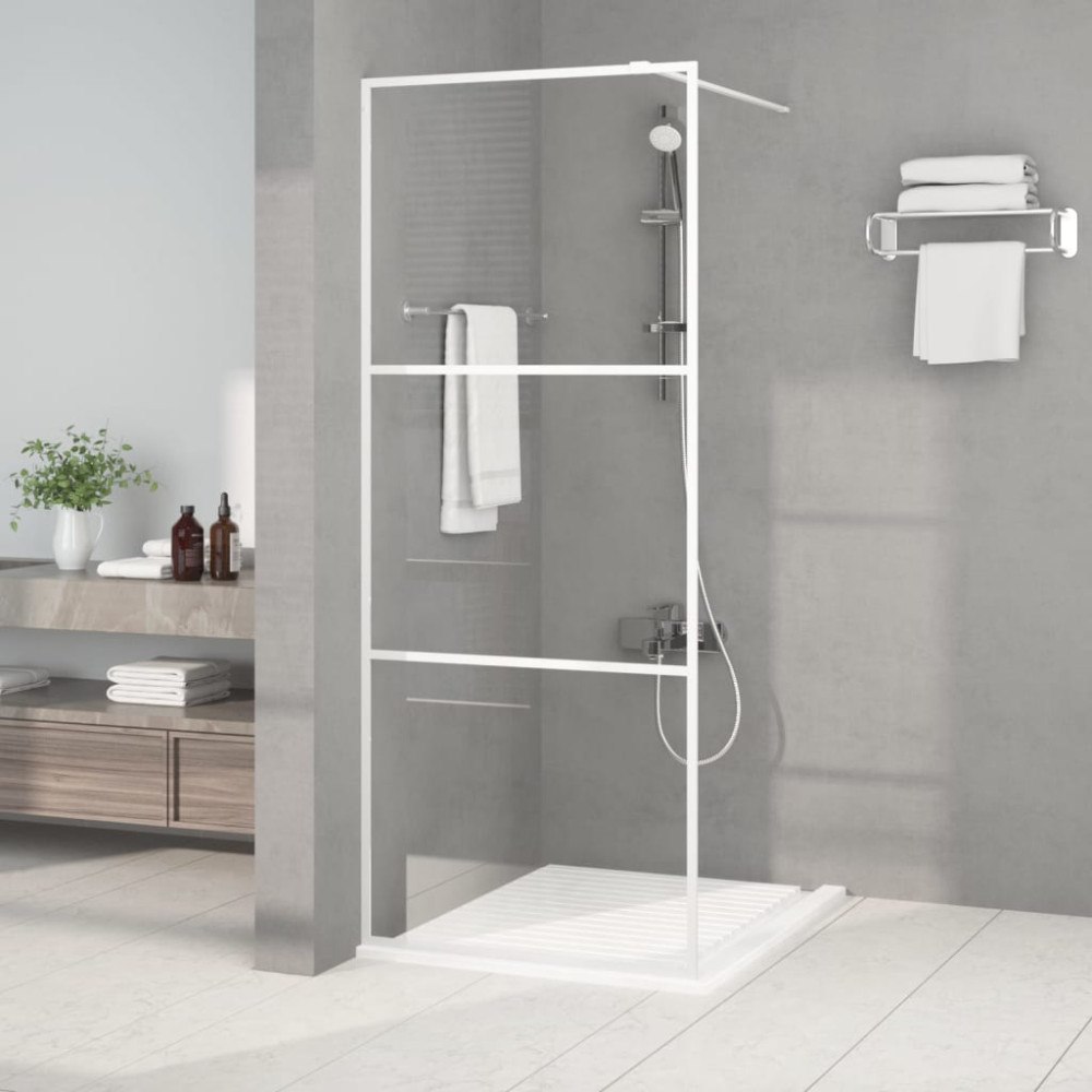 vidaXL Duschvägg vit 80x195 cm klart ESG-glas