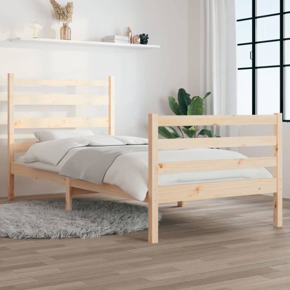 vidaXL Sängram massiv furu 90x200 cm