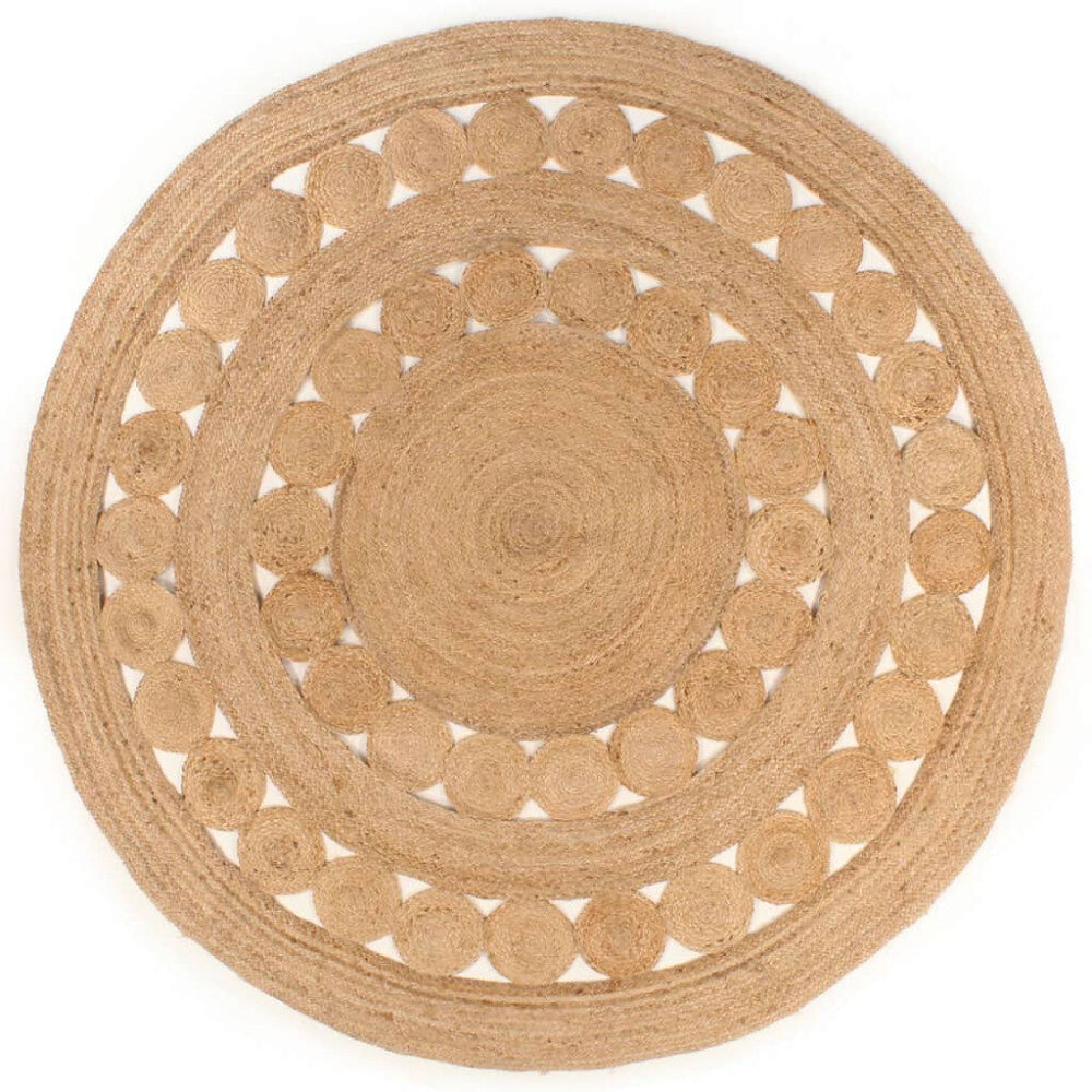 vidaXL Jutematta flätad design rund 210 cm