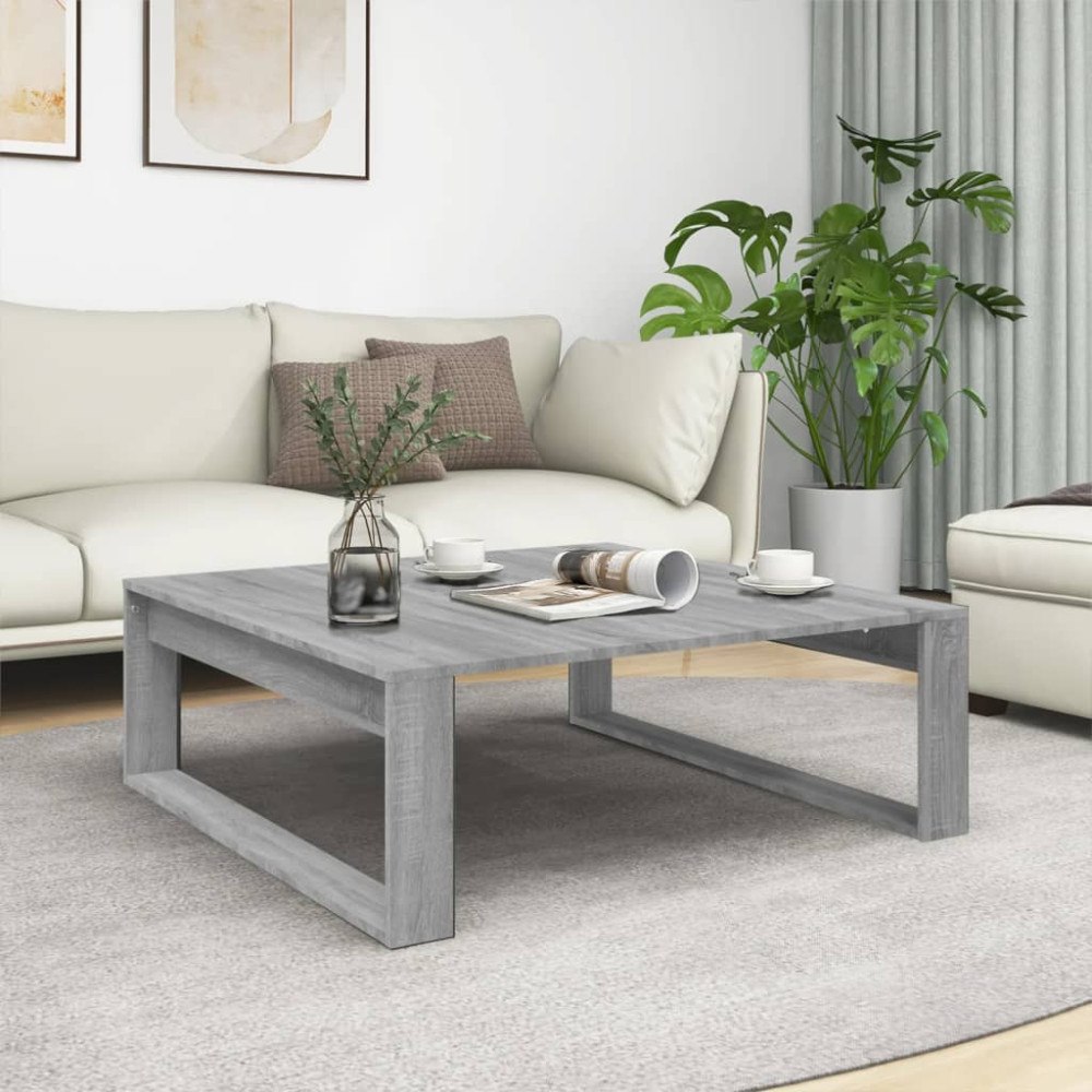 vidaXL Soffbord grå sonoma 100x100x35 cm konstruerat trä