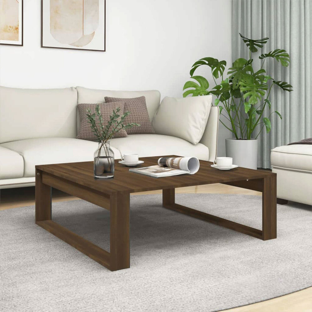 vidaXL Soffbord brun ek 100x100x35 cm konstruerat trä