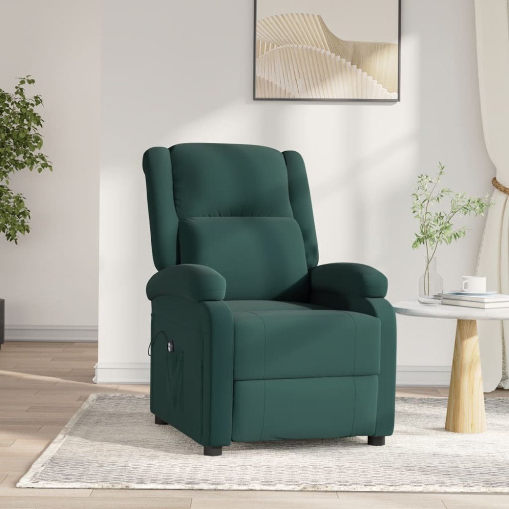 vidaXL Elektrisk reclinerfåtölj mörkgrön sammet