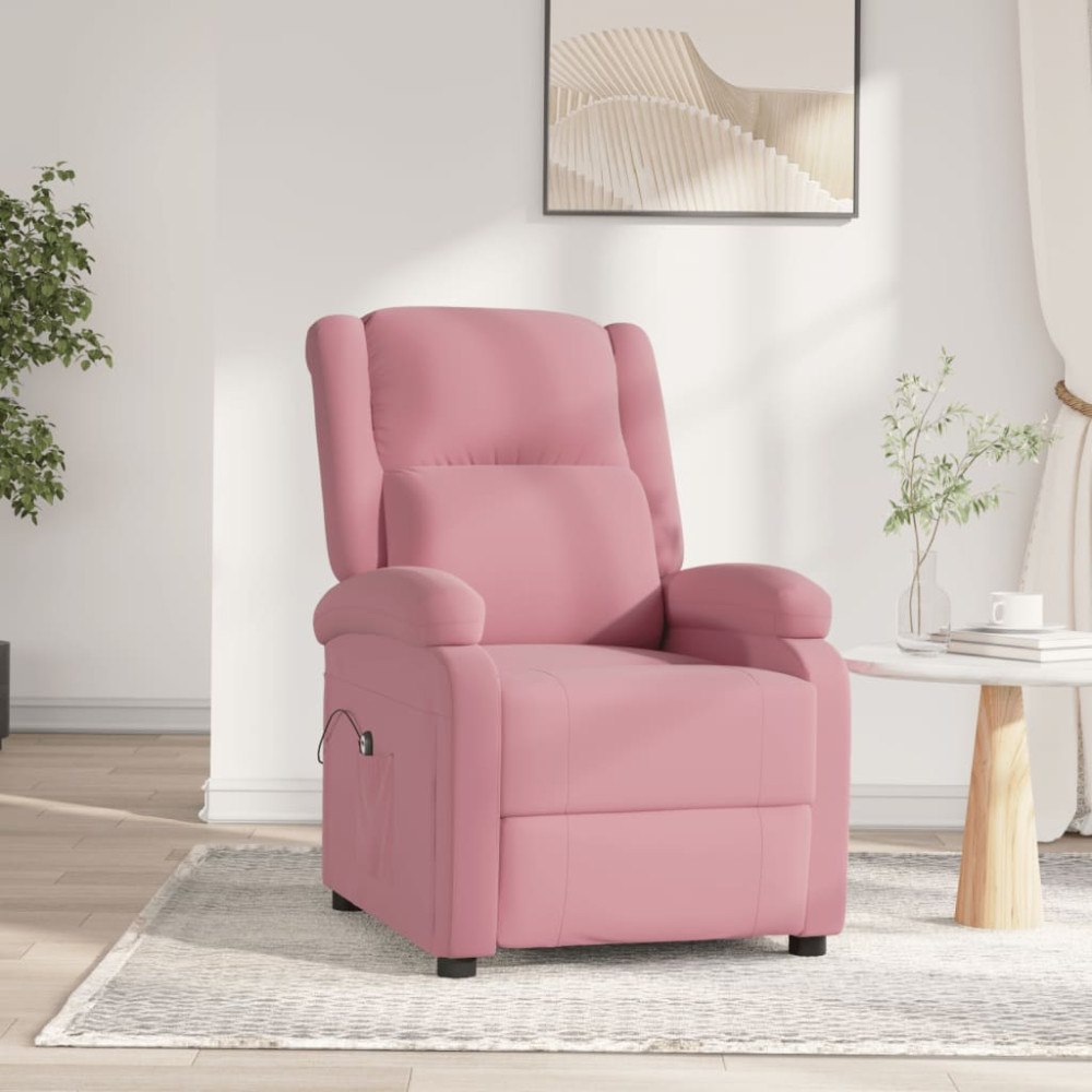 vidaXL Elektrisk reclinerfåtölj rosa sammet