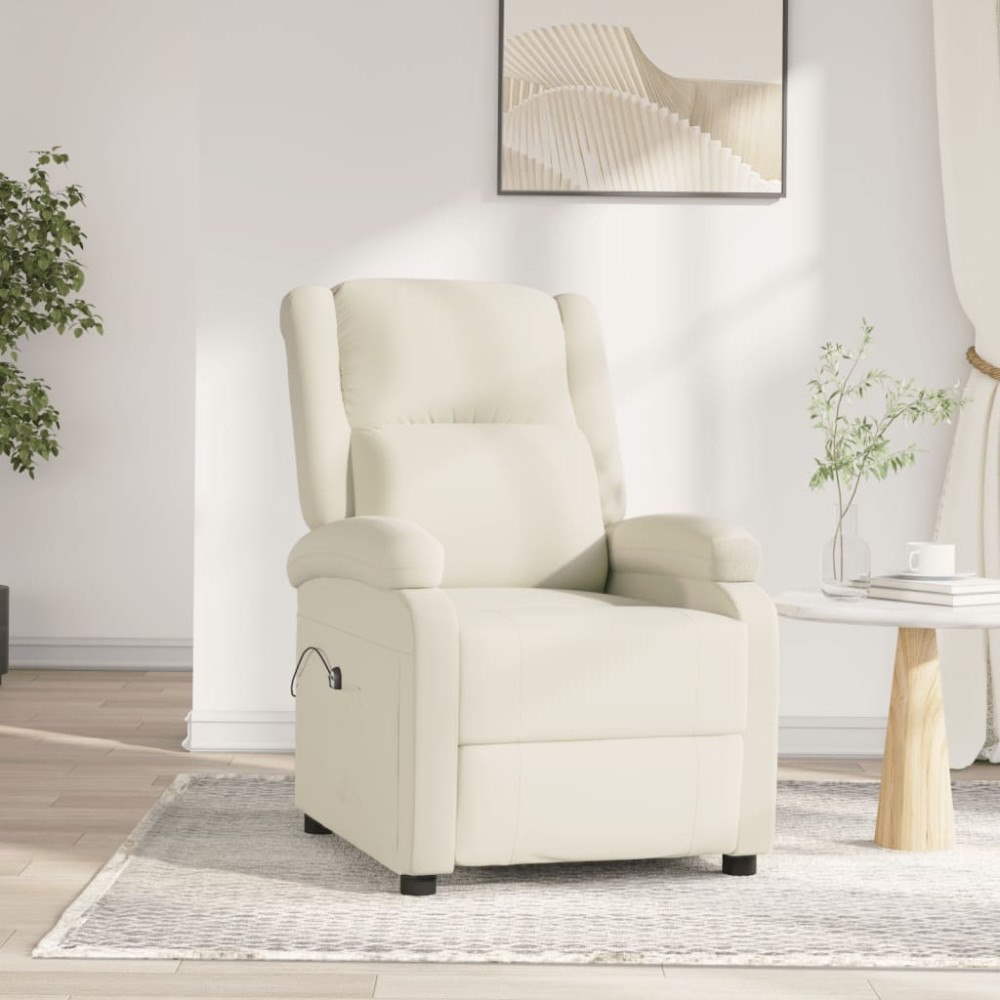 vidaXL Elektrisk reclinerfåtölj gräddvit sammet