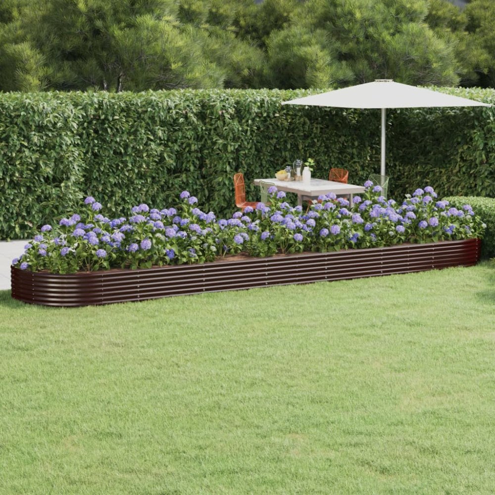 vidaXL Odlingslåda galvaniserat stål 600x140x36 cm brun