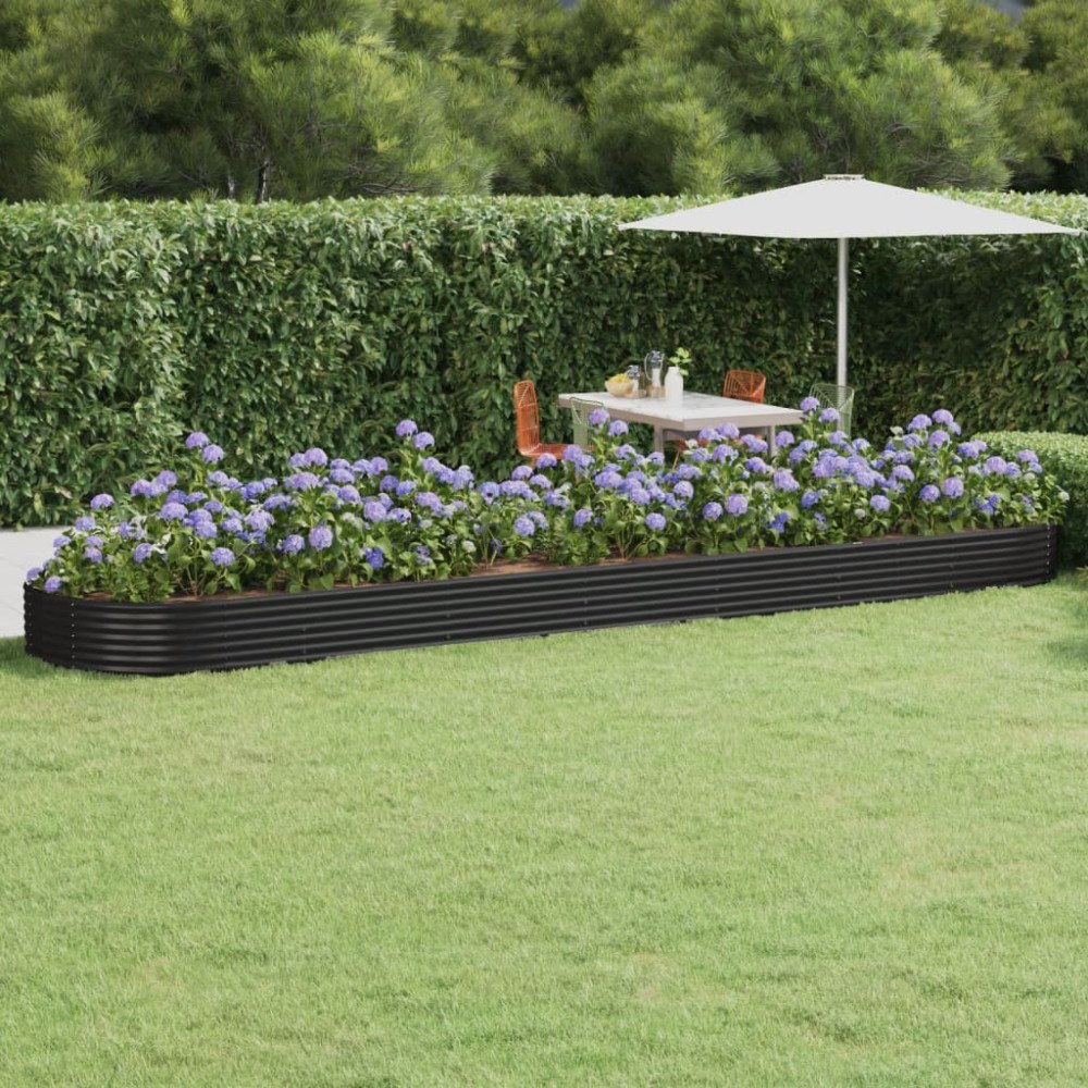 vidaXL Odlingslåda galvaniserat stål 600x140x36 cm antracit