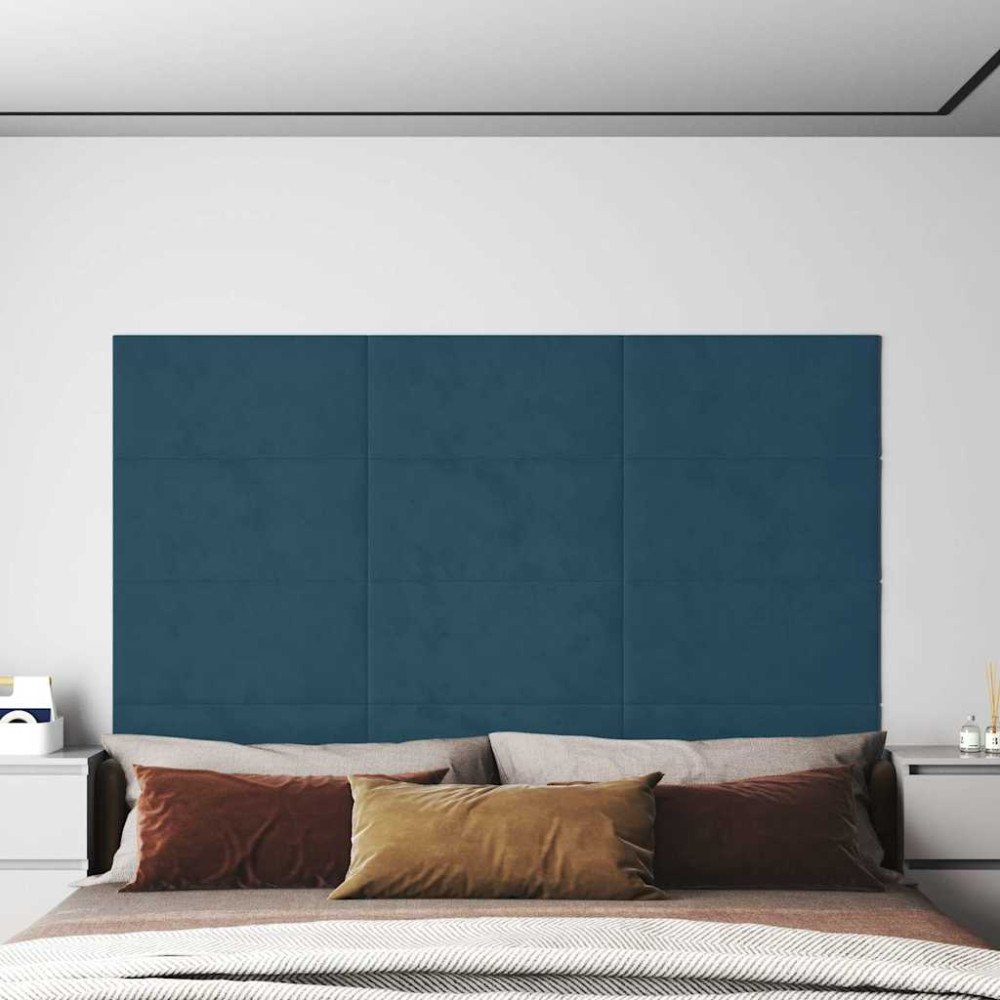 vidaXL Väggpaneler 12 st blå 60x30 cm sammet 2,16 m²