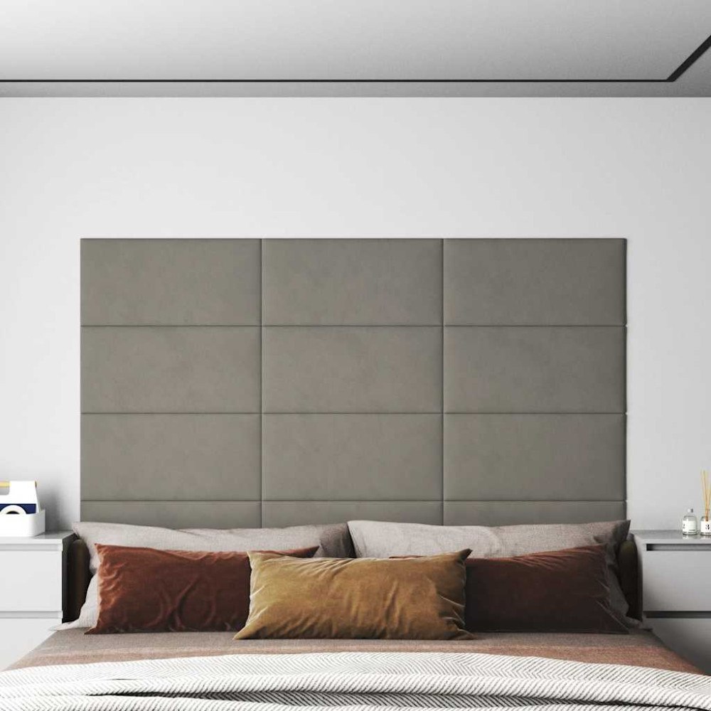 vidaXL Väggpaneler 12 st ljusgrå 60x30 cm tyg 2,16 m²