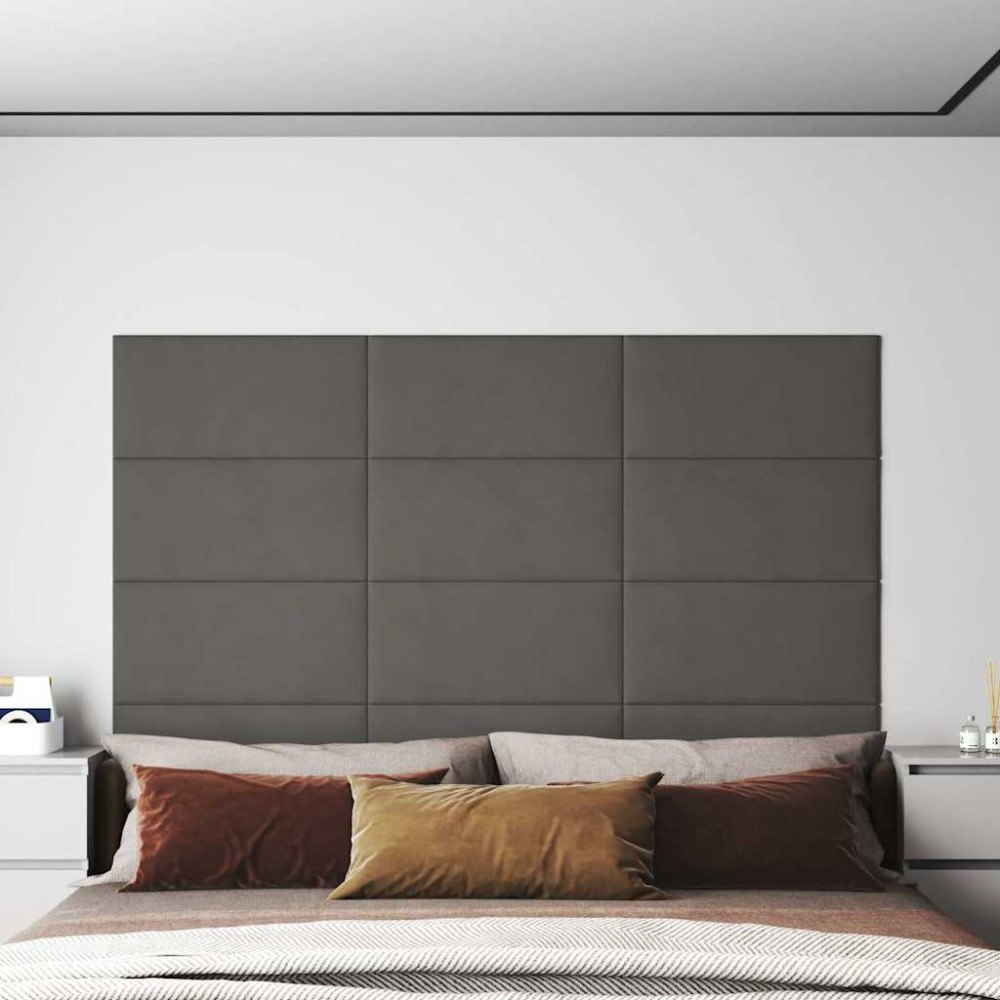 vidaXL Väggpaneler 12 st mörkgrå 60x30 cm sammet 2,16 m²