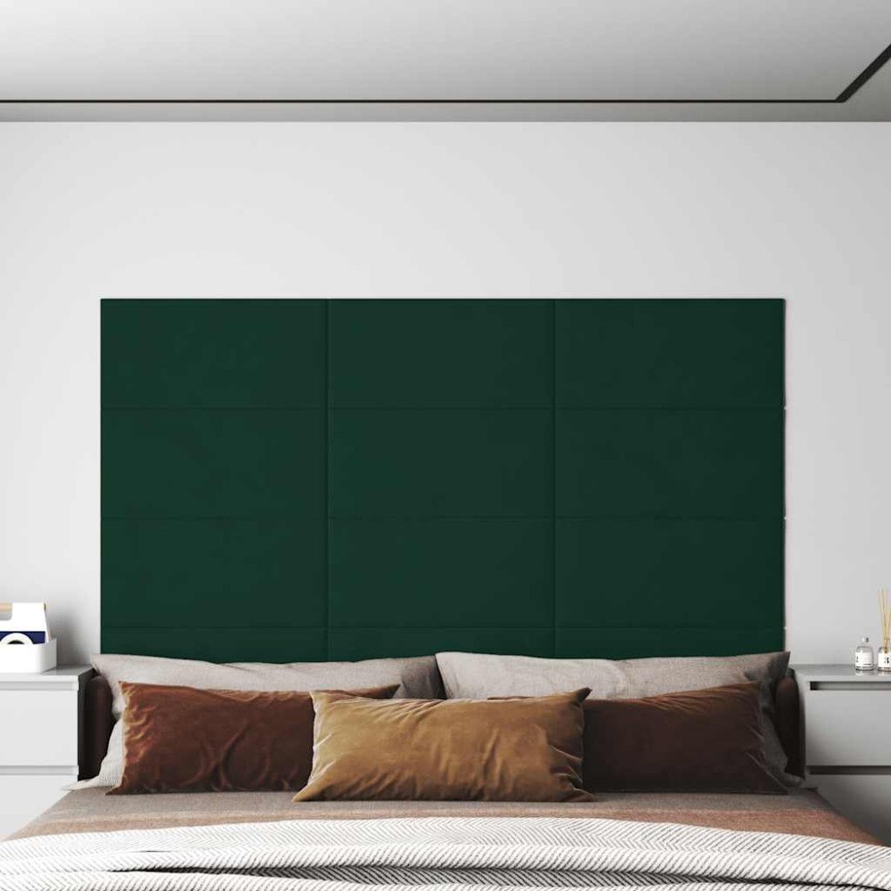 vidaXL Väggpaneler 12 st mörkgrön 60x30 cm sammet 2,16 m²