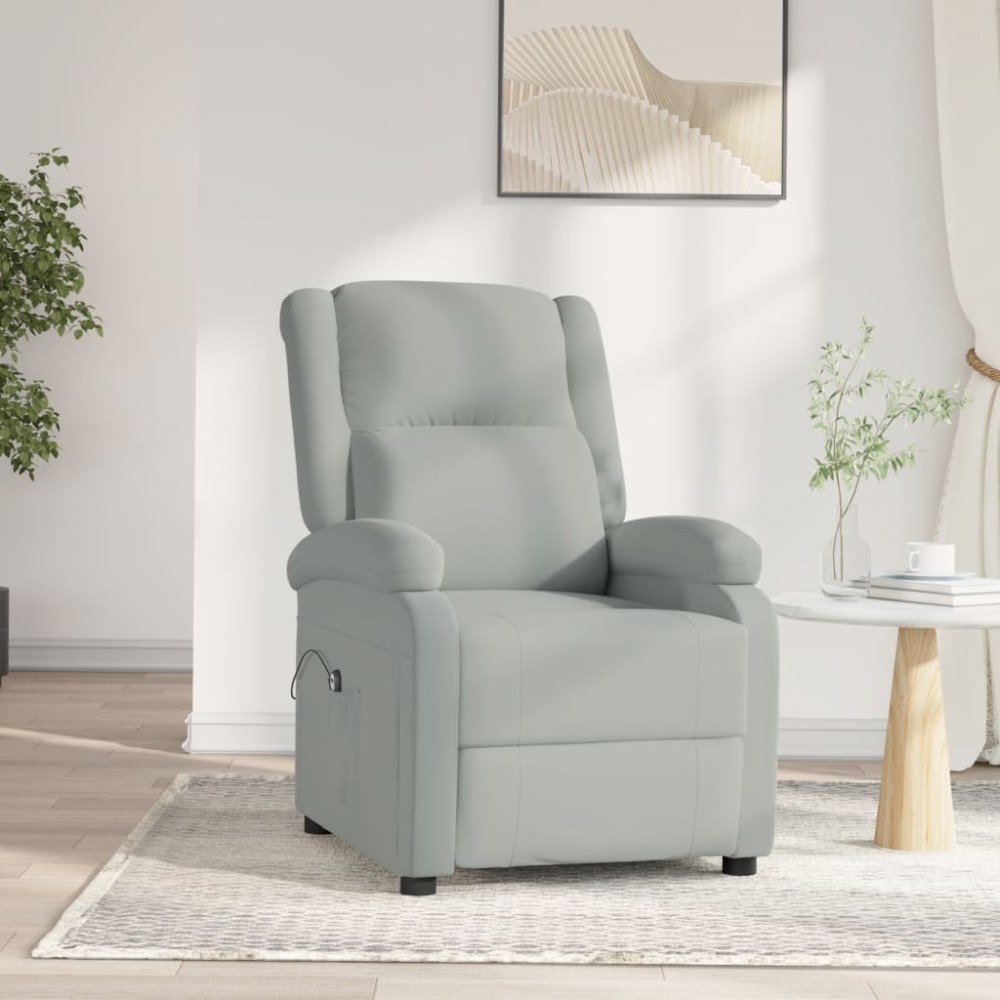 vidaXL Elektrisk reclinerfåtölj ljusgrå sammet
