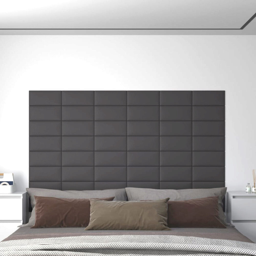vidaXL Väggpaneler 12 st grå 30x15 cm konstläder 0,54 m²