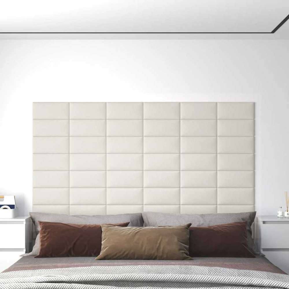 vidaXL Väggpaneler 12 st gräddvit 30x15 cm sammet 0,54 m²