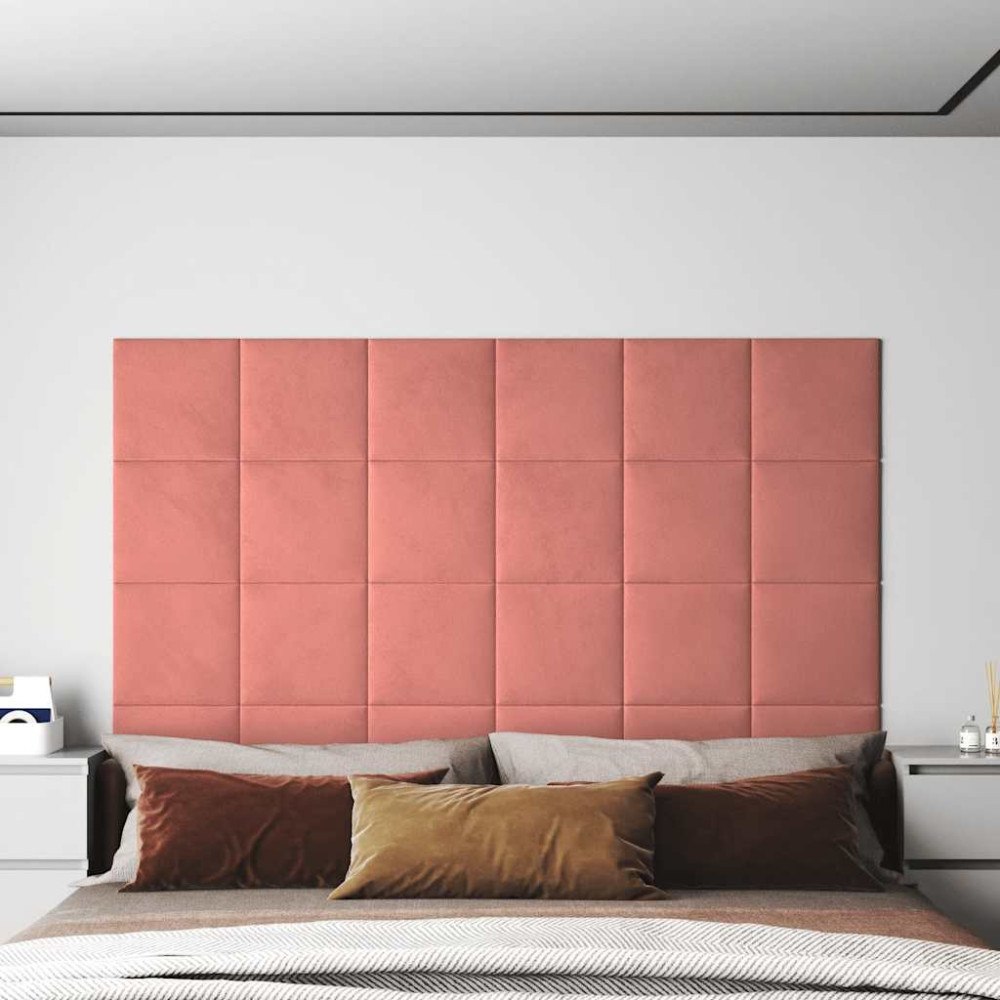 vidaXL Väggpaneler 12 st rosa 30x30 cm sammet 1,08 m²