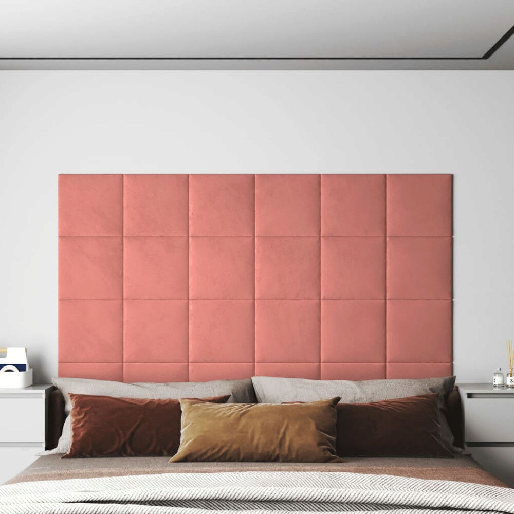 vidaXL Väggpaneler 12 st rosa 30x30 cm sammet 1,08 m²