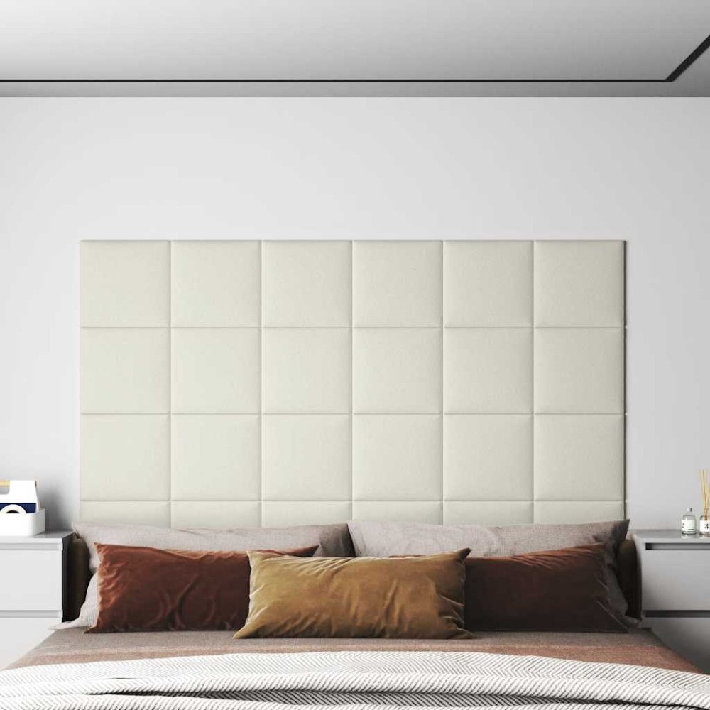vidaXL Väggpaneler 12 st Gräddvit 30x30 cm sammet 1,08 m²