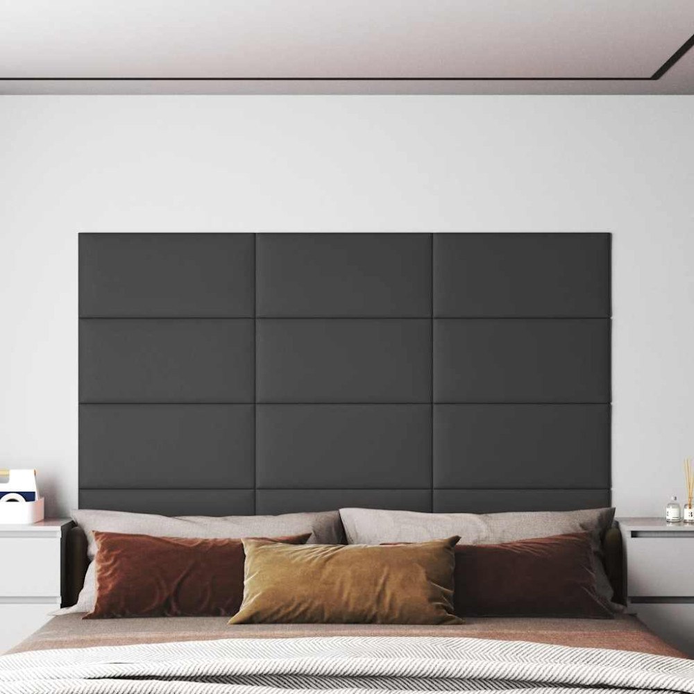 vidaXL Väggpaneler 12 st grå 60x30 cm konstläder 2,16 m²