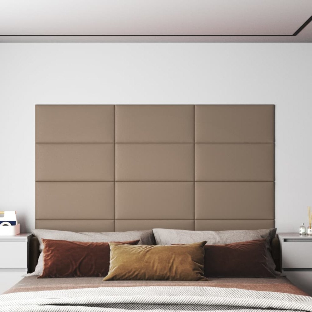 vidaXL Väggpaneler 12 st cappuccino 60x30 cm konstläder 2,16 m²