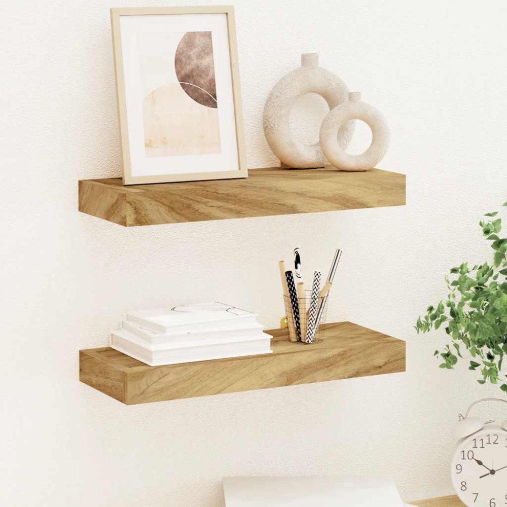 vidaXL Vägghyllor 2 st 40x15x4 cm massivt teakträ