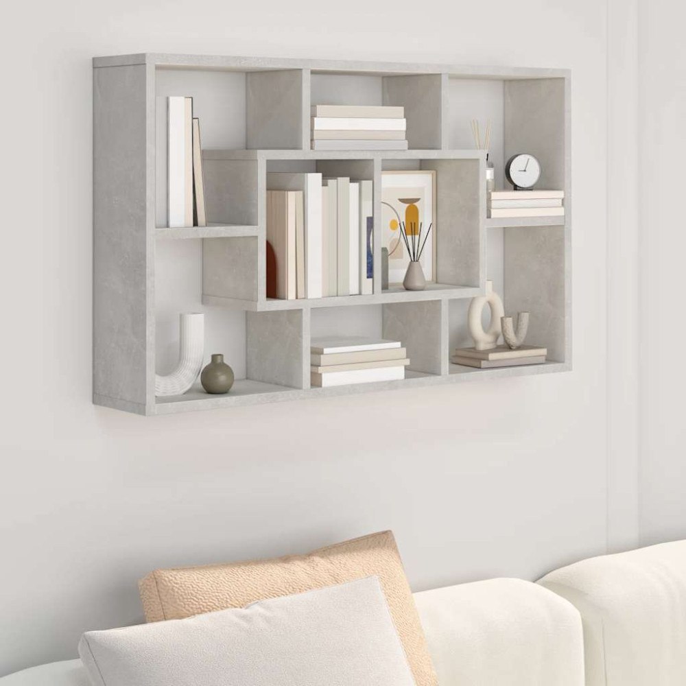 vidaXL Vägghylla betonggrå 85x16x52,5 cm konstruerat trä