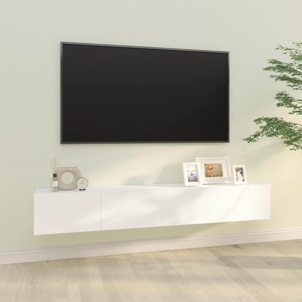 vidaXL Väggmonterade tv-bänkar 2 st vit 100x30x30 cm konstruerat trä