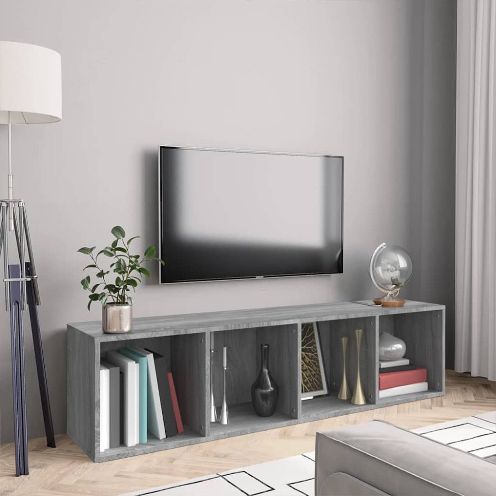 vidaXL Bokhylla/tv-bänk grå sonoma 143x30x36cm konstruerat trä
