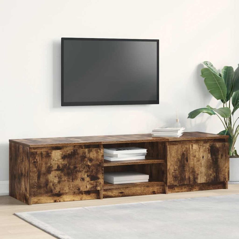 vidaXL Tv-bänk rökfärgad ek 140x40x35,5 cm konstruerat trä