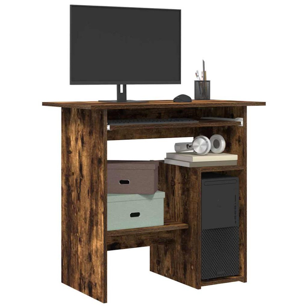 vidaXL Skrivbord rökfärgad ek 80x45x74 cm konstruerat trä