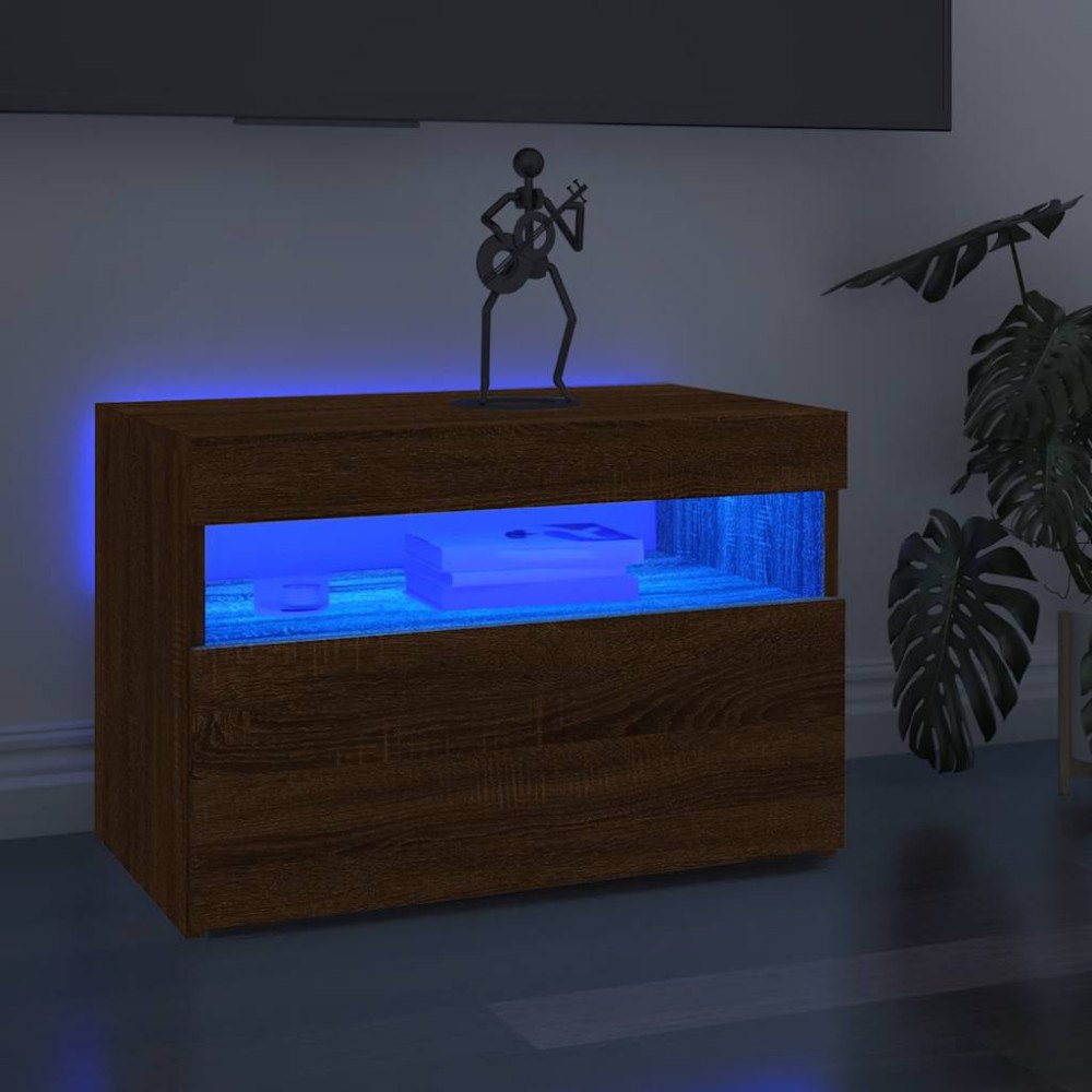 vidaXL Tv-bänk med LED-belysning brun ek 60x35x40 cm