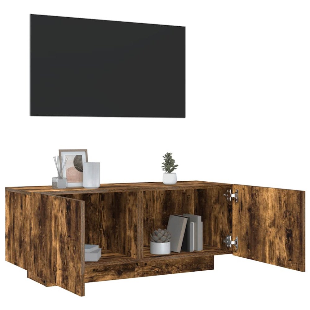vidaXL Tv-bänk rökfärgad ek 100x35x40 cm konstruerat trä