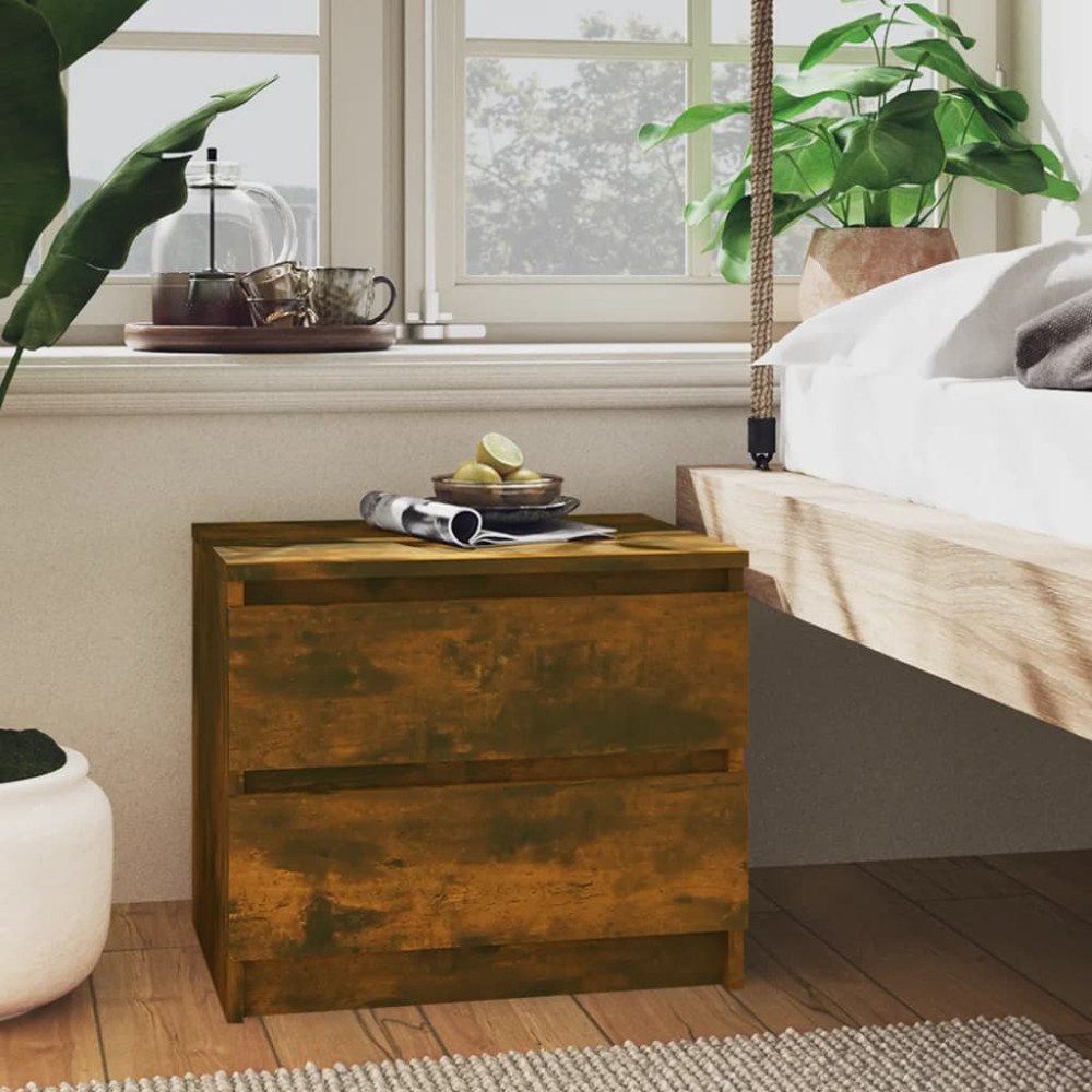 vidaXL Sängbord rökfärgad ek 50x39x43,5 cm konstruerat trä