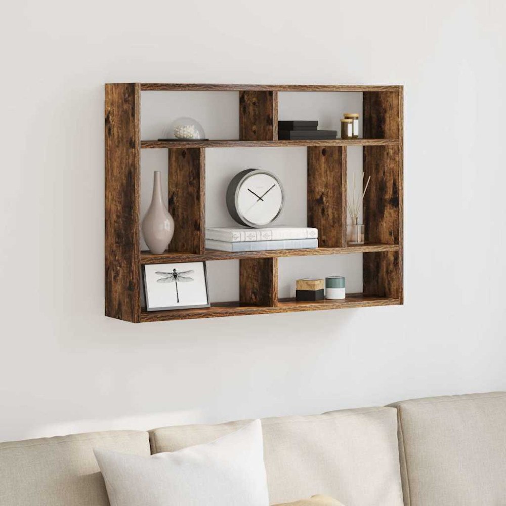 vidaXL Vägghylla rökfärgad ek 75x16x55 cm konstruerat trä