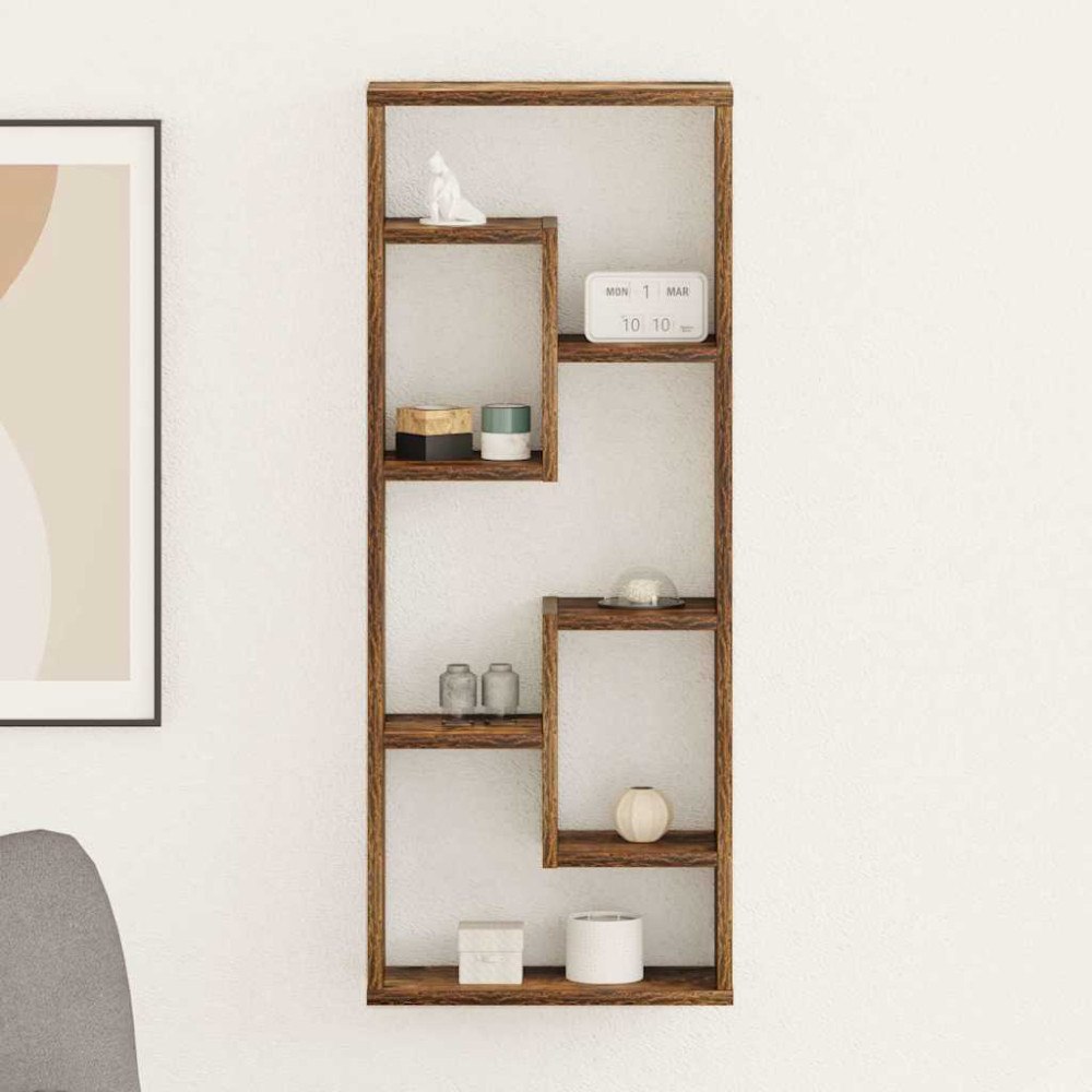 vidaXL Vägghylla rökfärgad ek 36x16x90 cm konstruerat trä