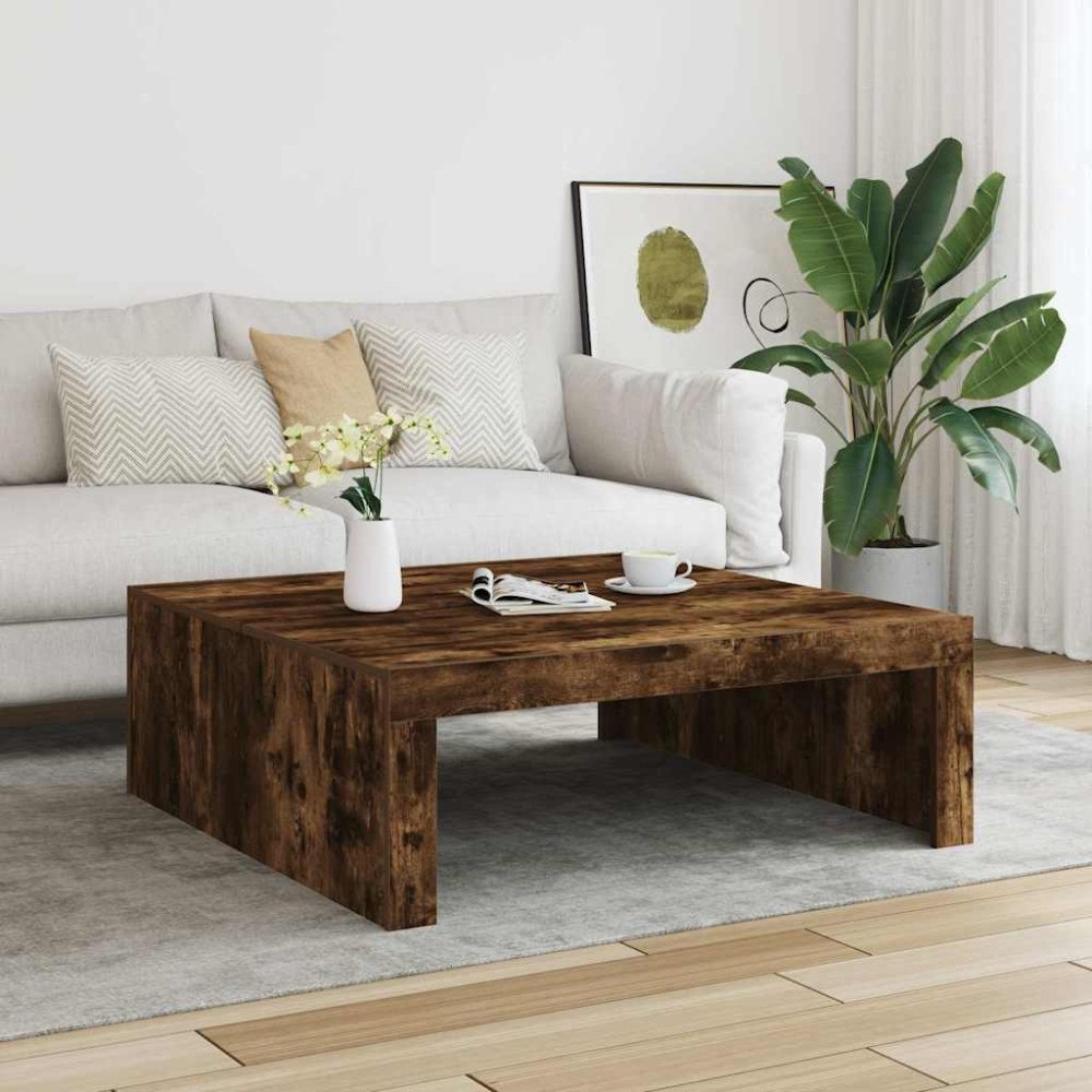 vidaXL Soffbord rökfärgad ek 100x100x35 cm konstruerat trä